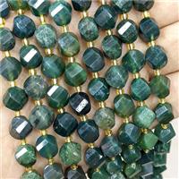 Natural Moss Agate Beads Green Faceted Twist, approx 7-8mm