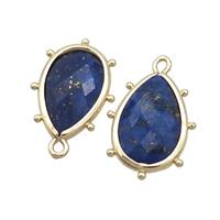 Natural Blue Lapis Lazuli Teardrop Pendant Gold Plated, approx 10-18mm