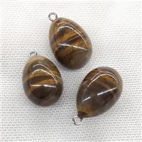 Natural Iron Tiger Eye Stone Egg Pendant, approx 20-30mm