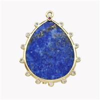 Natural Lapis Lazuli Teardrop Pendant Blue Flat, approx 20-25mm