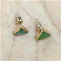 Natural Australian Chrysoprase Stud Earrings Trangle Gold Plated, approx 8mm