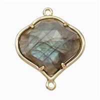 Natural Labradorite FireBalloon Connector Gold Plated, approx 20-22mm