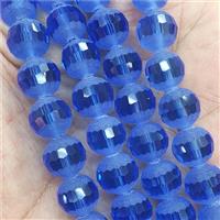 Round Blue Crystal Glass Beads Matte Faceted, approx 10mm dia