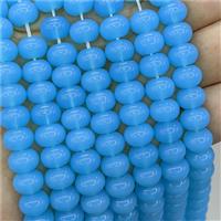 Jadeite Glass Beads Blue Dye Smooth Rondelle, approx 10mm
