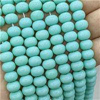 Jadeite Glass Beads Green Dye Smooth Rondelle, approx 10mm