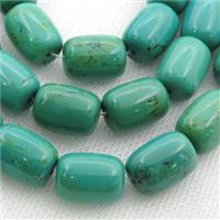 green Sinkiang Turquoise barrel beads, approx 8-12mm