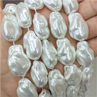 Baroque Style White Pearlized Shell Beads Freeform, approx 20-28mm