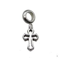 Stainless Steel Cross Pendant Antique Silver, approx 10-14mm, 9mm, 5mm hole