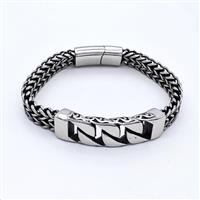 304 Stainless Steel Bracelet Antique Silver, approx 15-55mm, 12mm, 21cm length