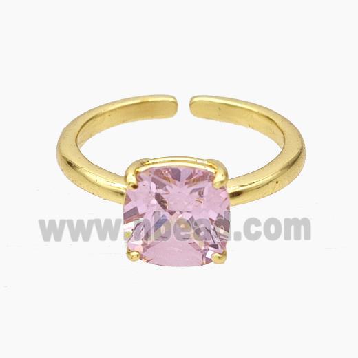 Copper Ring Pave Pink Zirconia Gold Plated