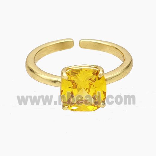 Copper Ring Pave Golden Zirconia Gold Plated