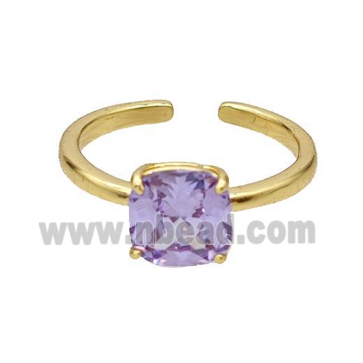 Copper Ring Pave Purple Zirconia Gold Plated