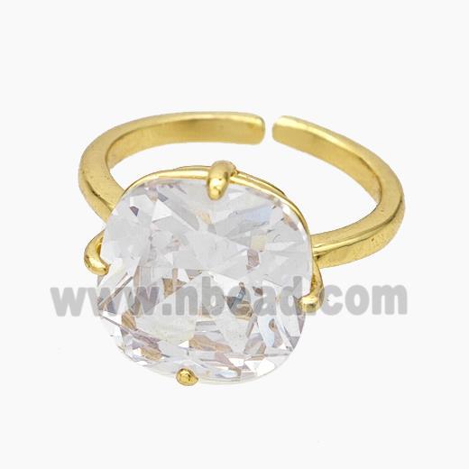 Copper Ring Pave White Zirconia Gold Plated