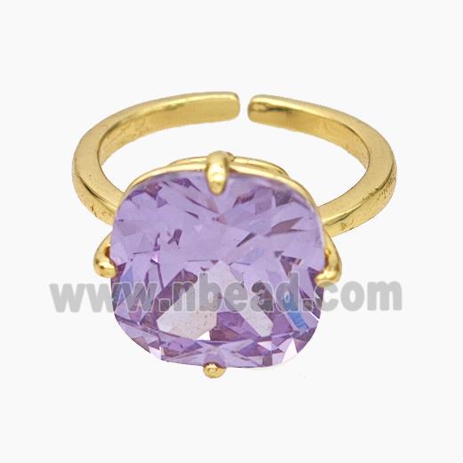 Copper Ring Pave Purple Zirconia Gold Plated