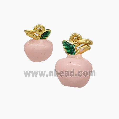 Copper Apple Pendant Pink Enamel Gold Plated