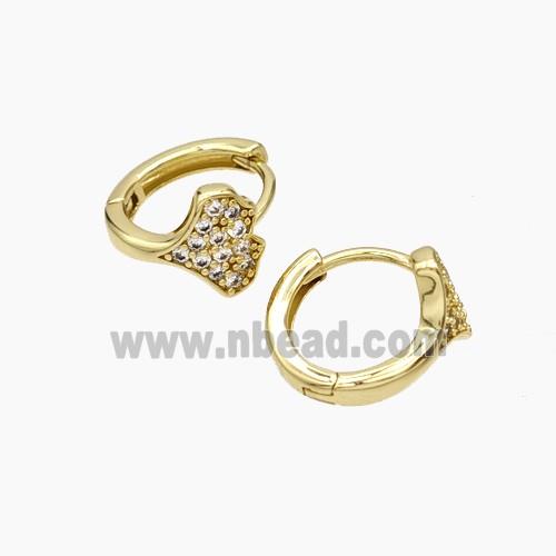 Copper Earring pave zircon, Gold Plated