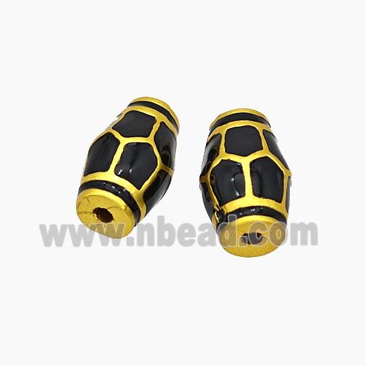 Copper Rice Beads Black Enamel Tortoise Gold Plated