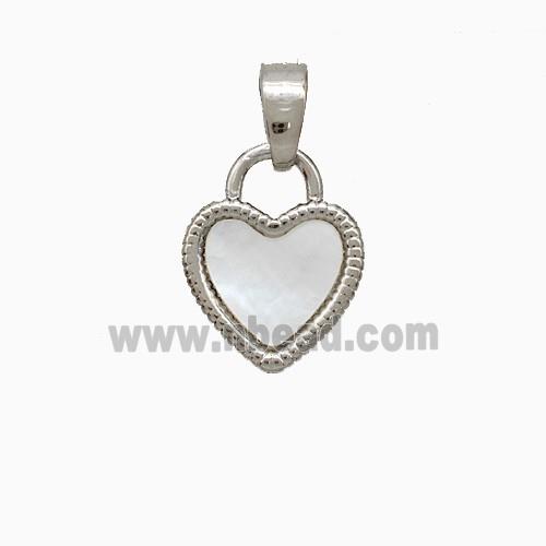 Copper Heart Pendant Pave Shell Platinum Plated