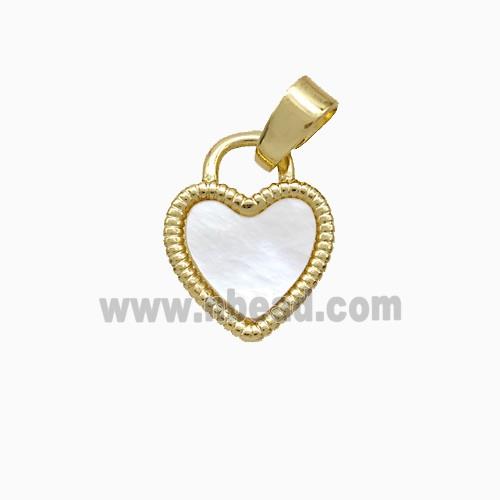 Copper Heart Pendant Pave Shell Gold Plated