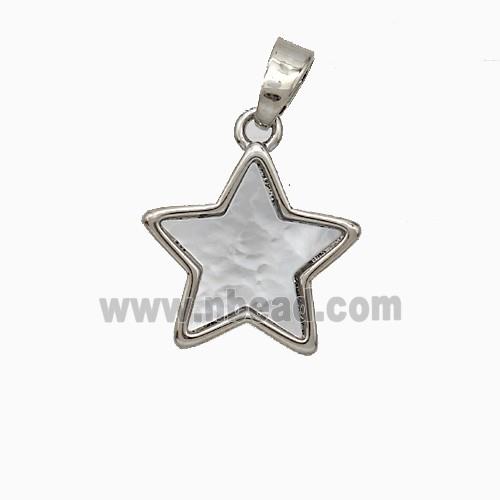 Copper Star Pendant Pave Shell Platinum Plated