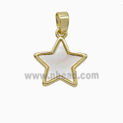 Copper Star Pendant Pave Shell Gold Plated