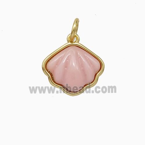 Copper Scallop Pendant Pave Shell Gold Plated