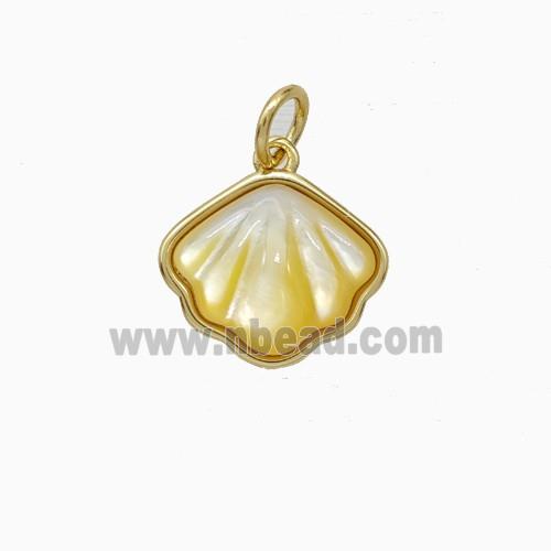 Copper Scallop Pendant Pave Shell Gold Plated