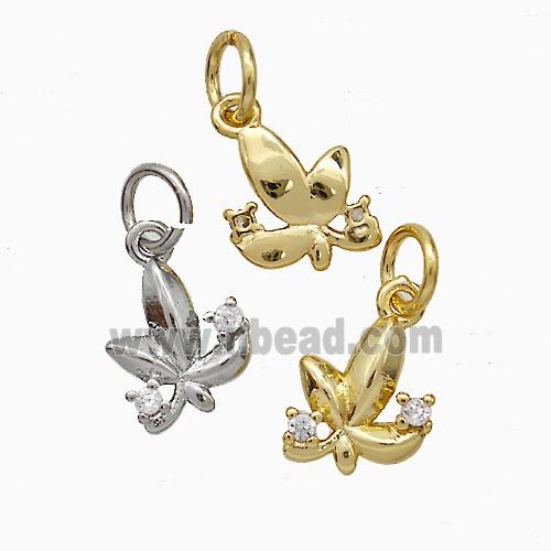 Copper Leaf Pendant Pave Zirconia Mixed