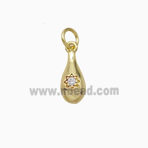 Copper Teardrop Pendant Pave Zirconia Gold Plated