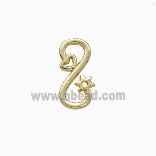 Copper Infinity Connector Heart Flower Gold Plated