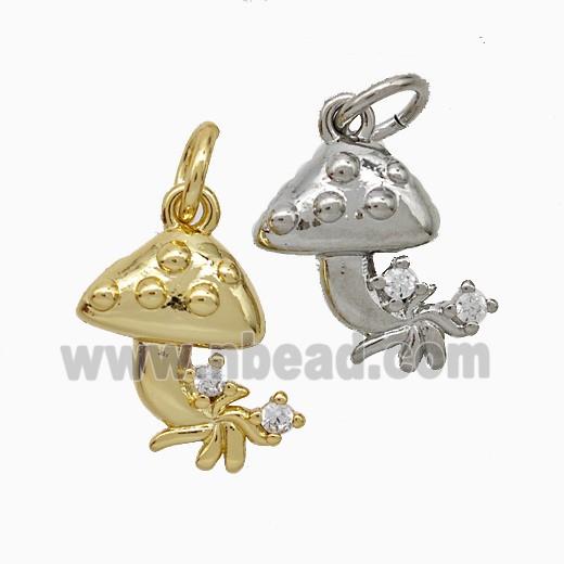 Copper Mushroom Pendant Pave Zirconia Mixed