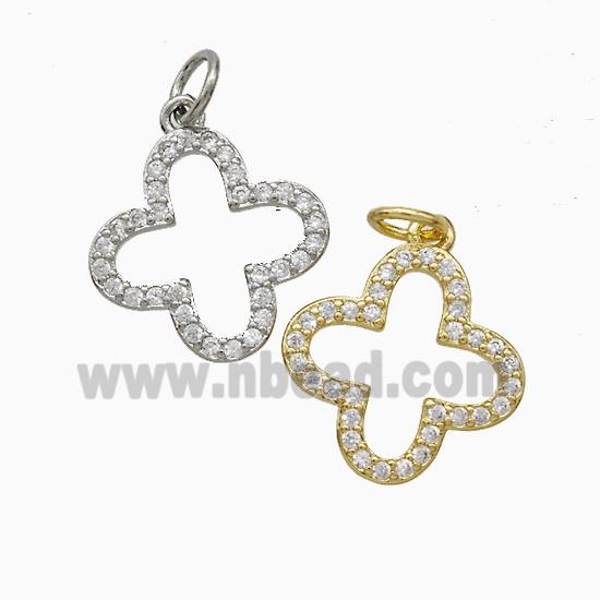 Copper Clover Pendant Pave Zirconia Mixed