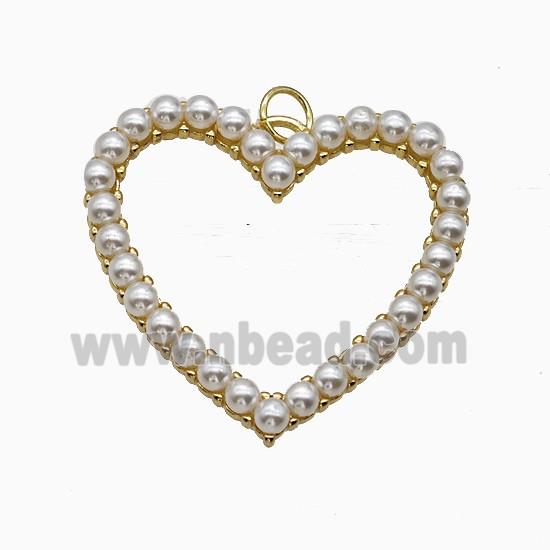 Copper Heart Pendant Pave Pearlized Resin Gold Plated