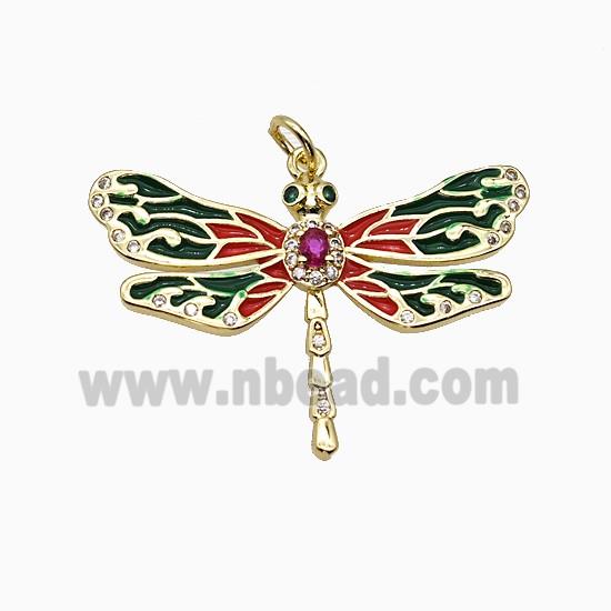 Copper Dragonfly Pendant Enamel Gold Plated