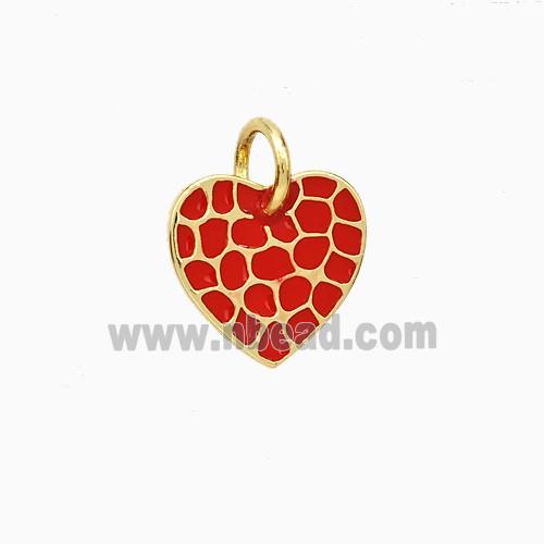 Copper Heart Pendant Red Enamel Gold Plated