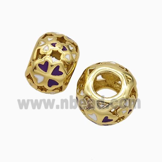 Copper Rondelle Beads Enamel Large Hole Gold Plated
