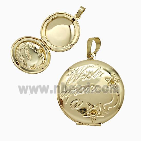 Copper Coin Locket Pendant Star 18K Gold Plated