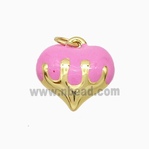 Copper Heart Pendant Pink Enamel Gold Plated