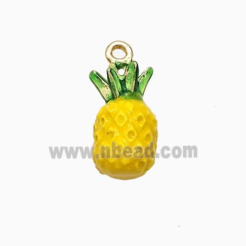 Copper Pineapple Pendant Yellow Enamel Gold Plated