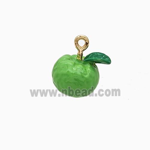Copper Lemon Pendant Green Enamel Gold Plated