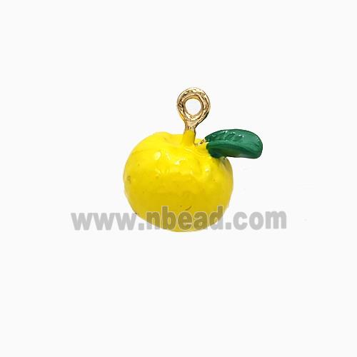 Copper Lemon Pendant Yellow Enamel Gold Plated
