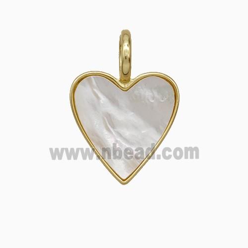 Copper Heart Pendant Pave Shell Gold Plated