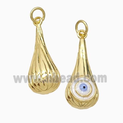 Copper Teardrop Pendant With Evil Eye Enamel Gold Plated