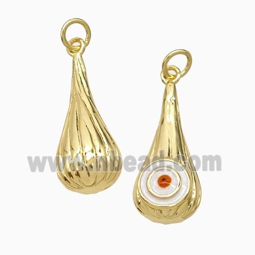 Copper Teardrop Pendant With Evil Eye Enamel Gold Plated