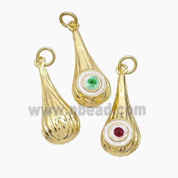 Copper Teardrop Pendant With Evil Eye Enamel Gold Plated Mixed