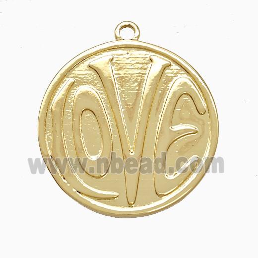 Copper LOVE Pendant Circle Gold Plated