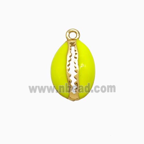 Copper Scallop Pendant Yellow Enamel Gold Plated