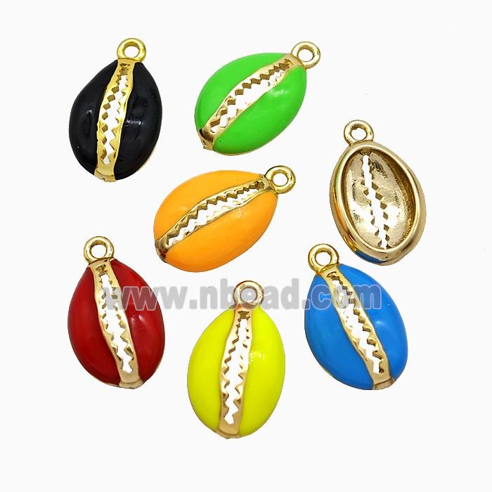 Copper Scallop Pendant Enamel Gold Plated Mixed