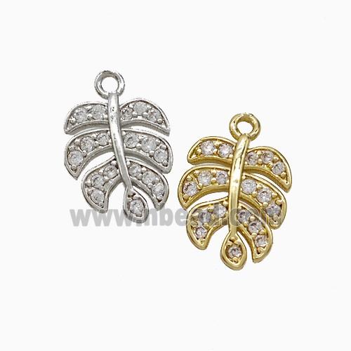 Copper Leaf Pendant Pave Zirconia Mixed