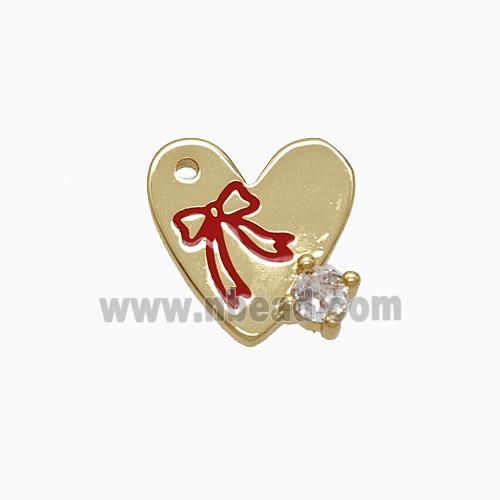 Copper Heart Pendant Red Enamel Awareness Ribbons Gold Plated